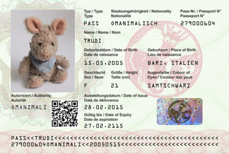 Omanimali Reisepass Reisepass